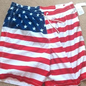 NWT Old navy bathing suit mens american flag